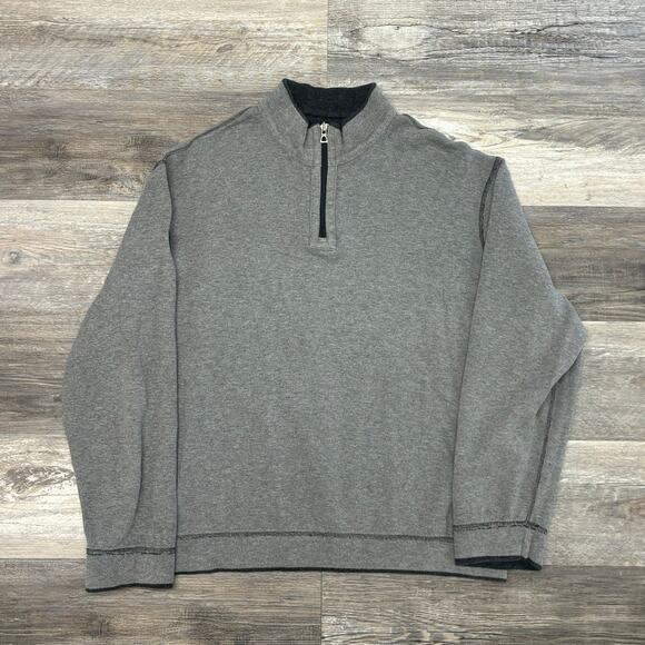Polo Ralph Lauren Heather Gray Mens 2XL 1/4 Zip Reversible Mock Neck Sweater EUC - Picture 2 of 8